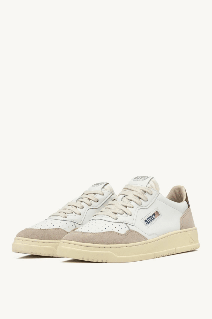 Sneakers Medalist Cuir et Daim Blanc Marron