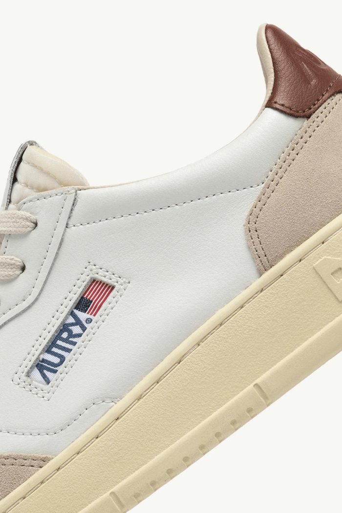 Sneakers Medalist Cuir et Daim Blanc Marron