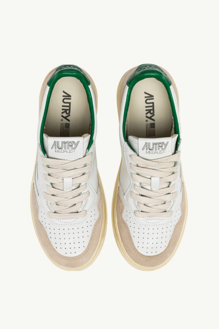 Sneakers Medalist Beige Vert et Lettrage