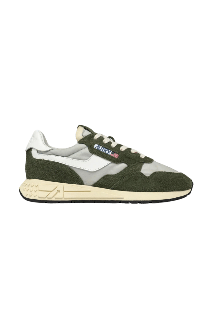 Sneakers Reelwind Daim et Nylon Vert Blanc