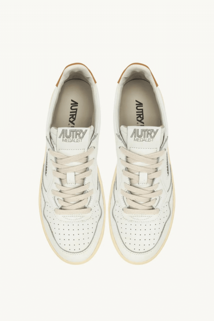 Sneakers Medalist Cuir Blanc et Miel