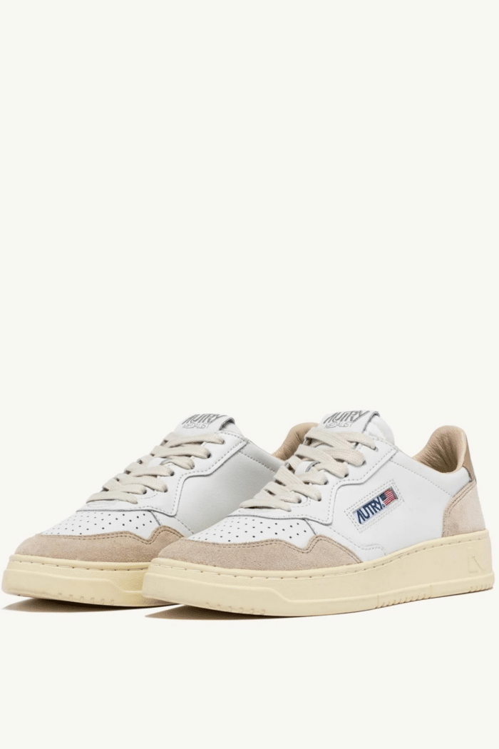 Sneakers Medalist Cuir et Daim Blanc Beige