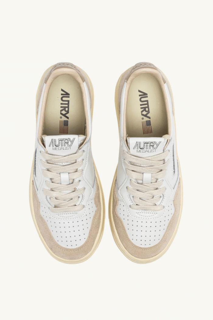 Sneakers Medalist Cuir et Daim Blanc Beige