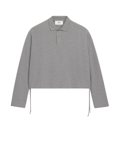 Polo Coton Gris Chiné Cropped