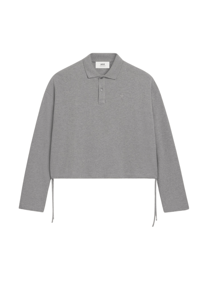 Polo Coton Gris Chiné Cropped