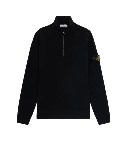 Pull Zippé Noir en Laine