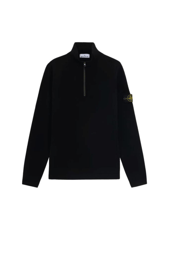 Pull Zippé Noir en Laine