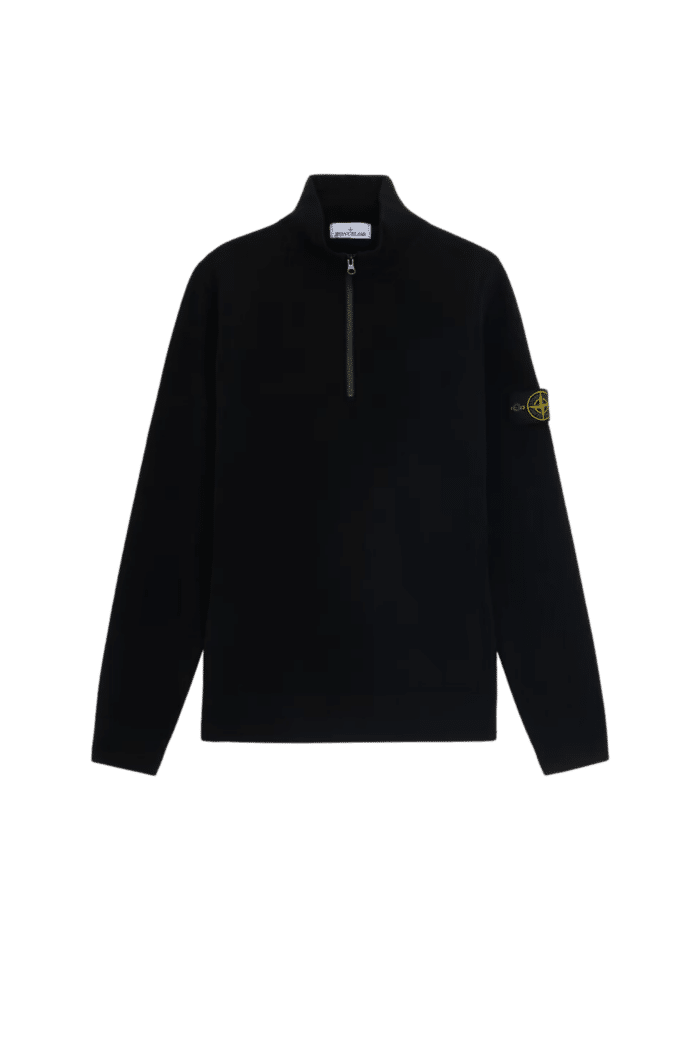 Pull Zippé Noir en Laine