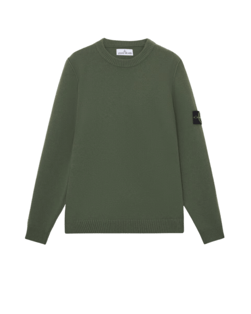 Pull Col Rond Laine Vert Mousse