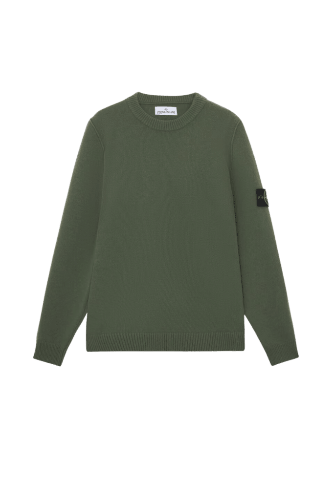 Pull Col Rond Laine Vert Mousse