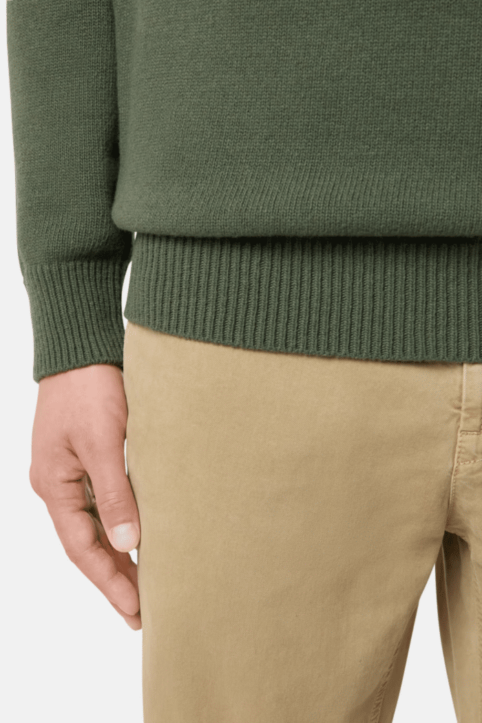 Pull Col Rond Laine Vert Mousse