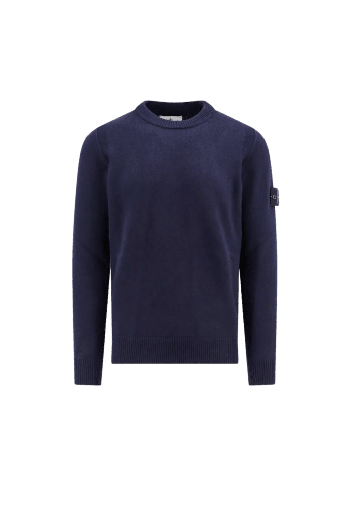 Pull Col Rond Laine Marine