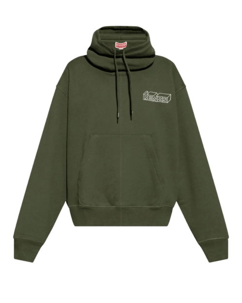 Hoodie Coton Vert Olive Logo Brodé