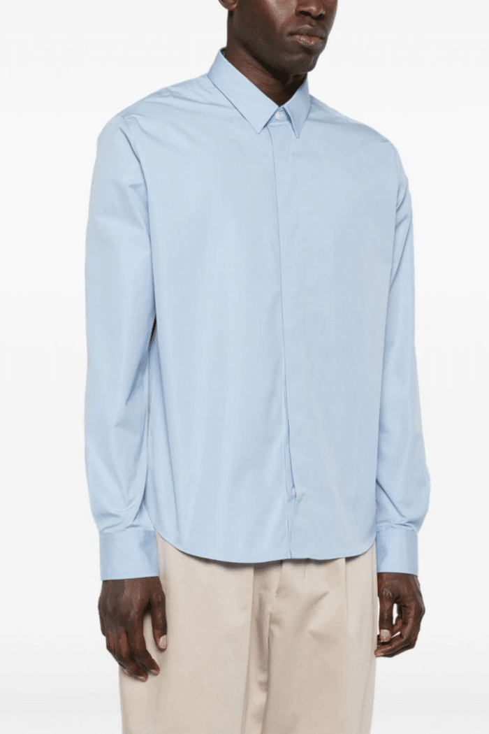 Chemise Popeline Coton Bleu Cachemire