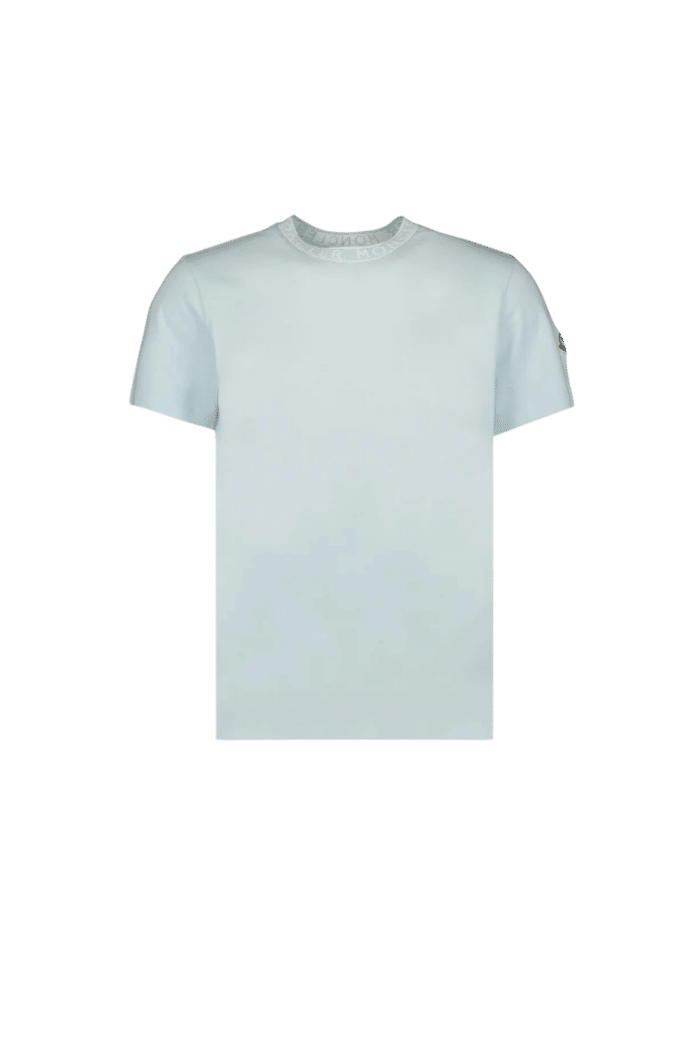 Tee-Shirt Col Logoté Bleu Ciel