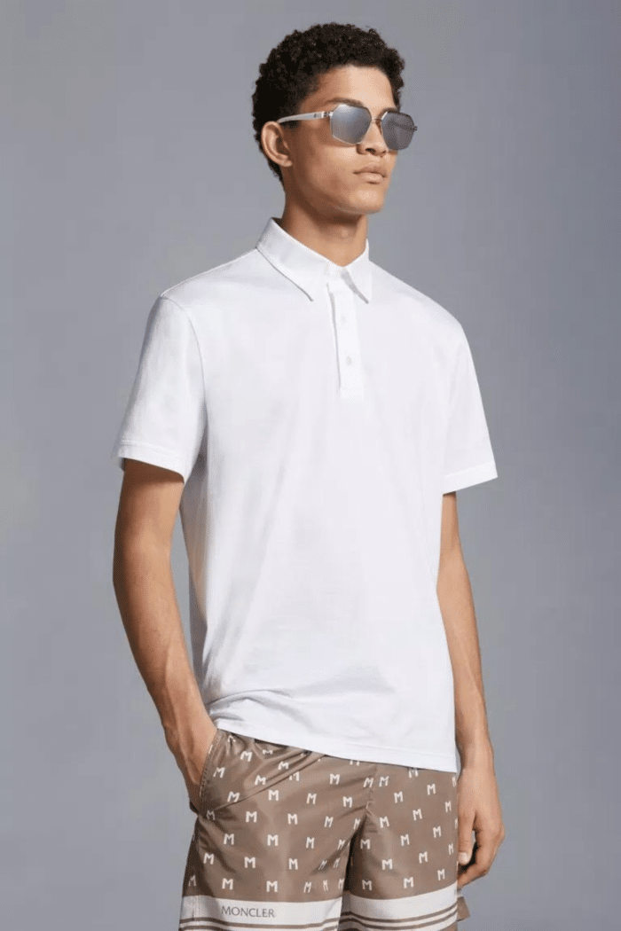 Polo Coton Blanc Logo Blanc