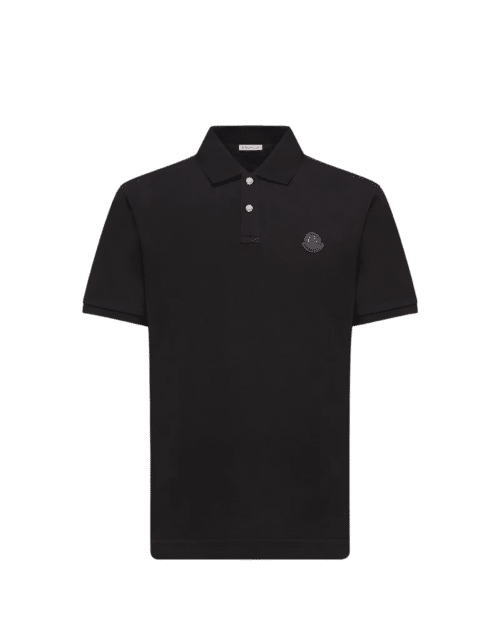 Polo Coton Noir Logo cuir.