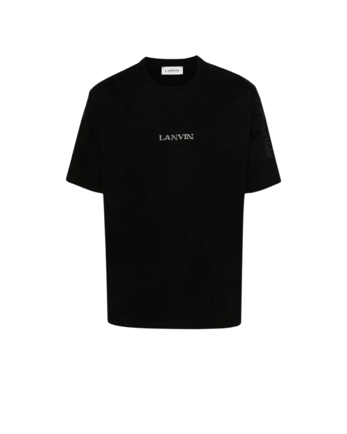 Tee-Shirt Coton Noir Logo Brodé