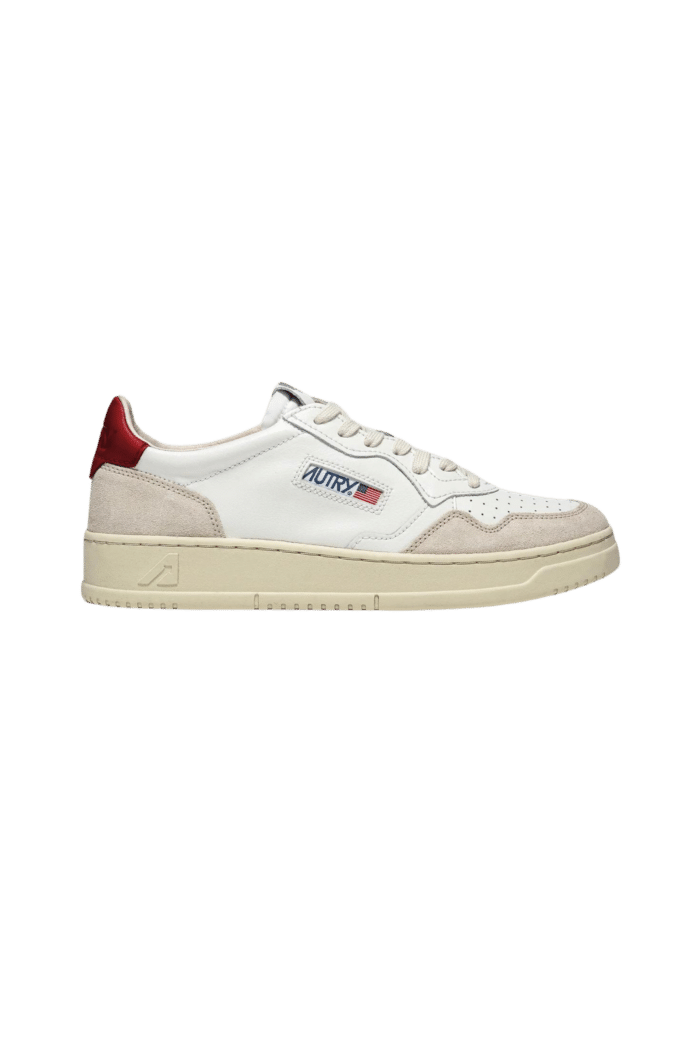 Sneakers Medalist Cuir Blanc Daim Beige