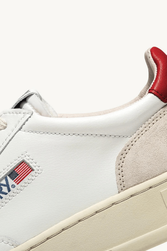 Sneakers Medalist Cuir Blanc Daim Beige