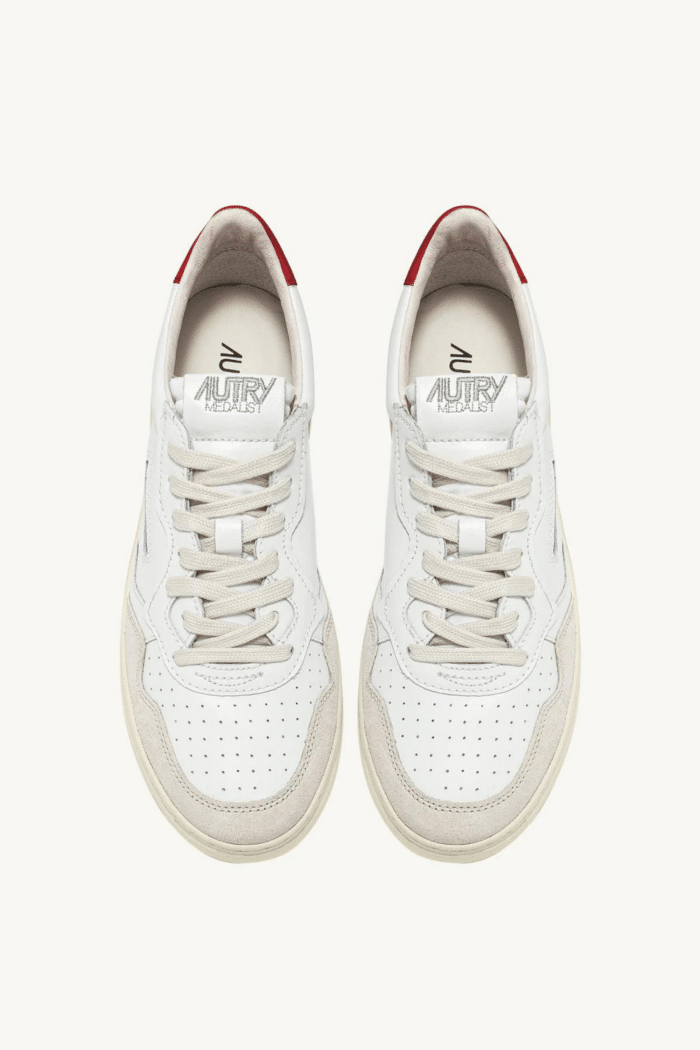 Sneakers Medalist Cuir Blanc Daim Beige