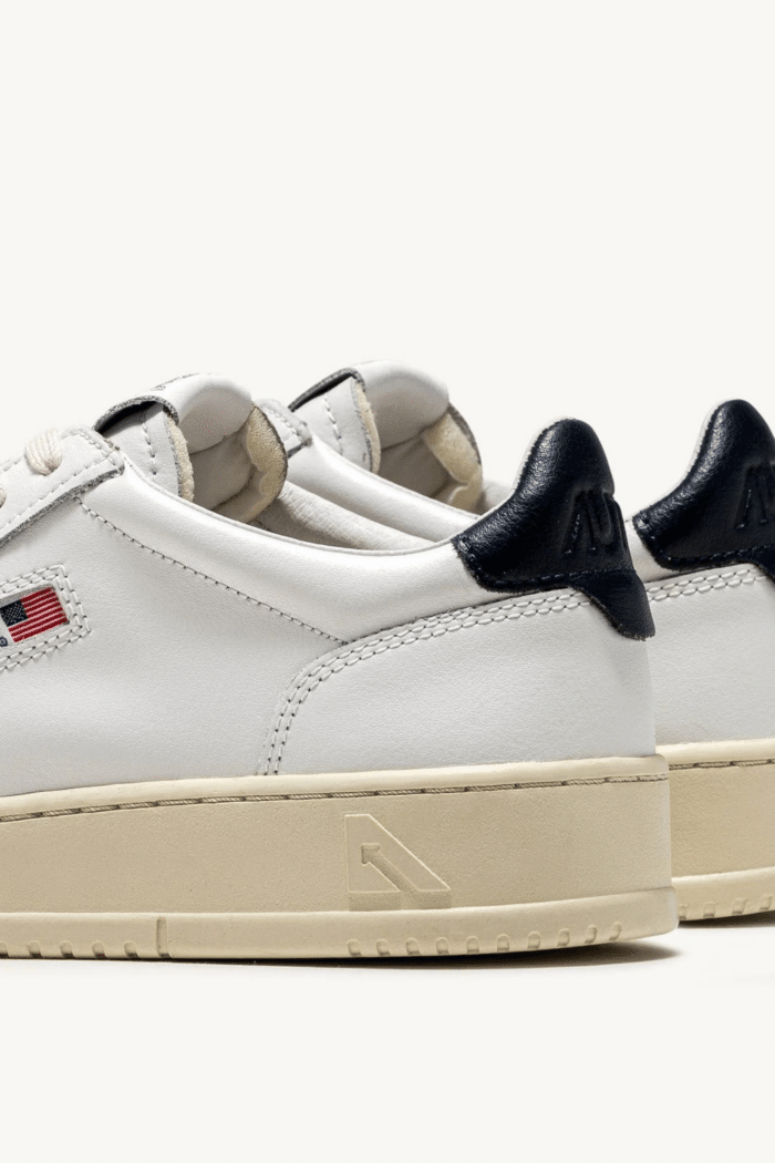 Sneakers Medalist Cuir Blanc Bleu Nuit