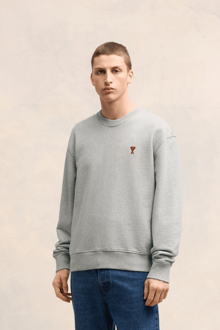 Sweat Coton Gris Cœur rouge