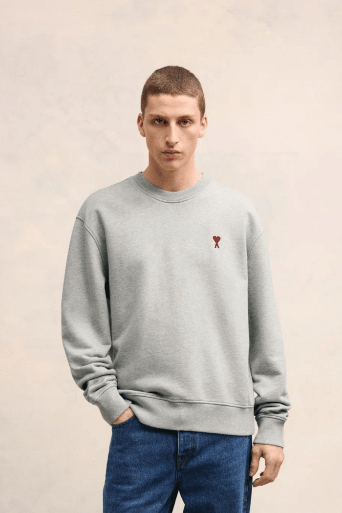 Sweat Coton Gris Cœur rouge