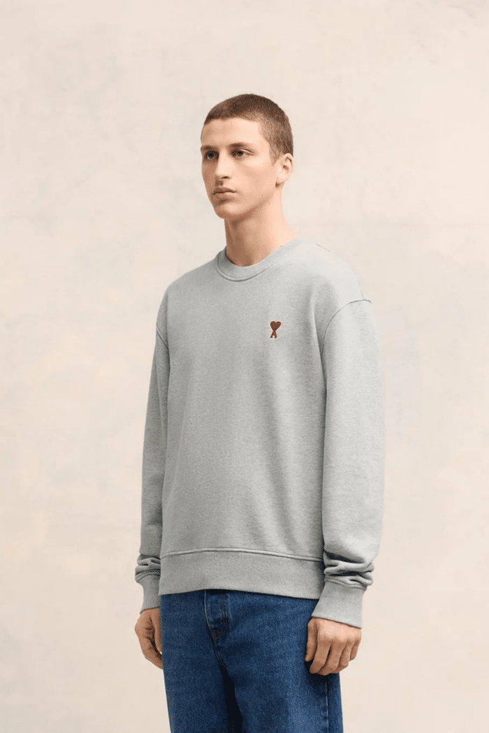 Sweat Coton Gris Cœur rouge