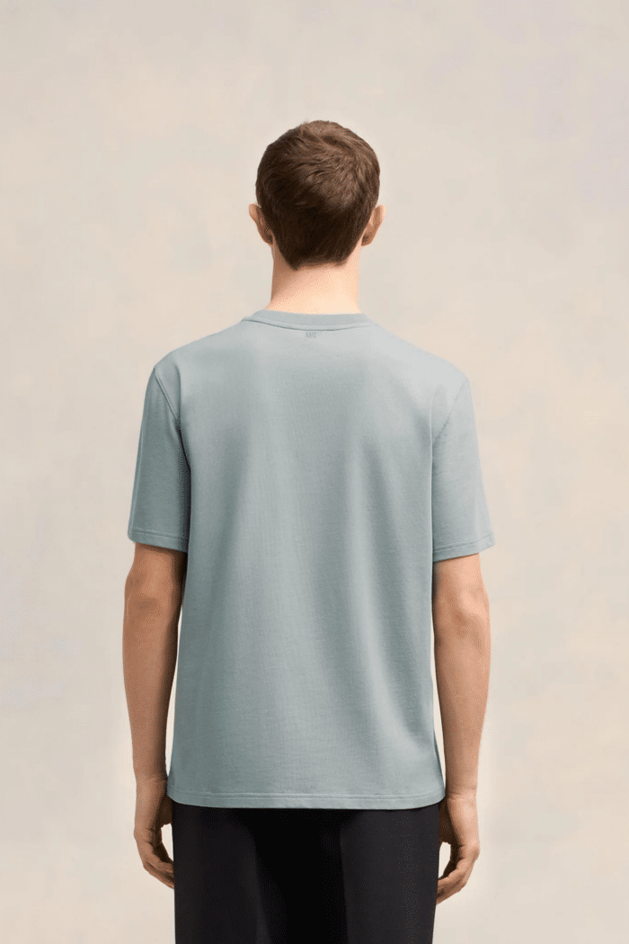 Tee-Shirt Cœur Embossé Bleu Argile