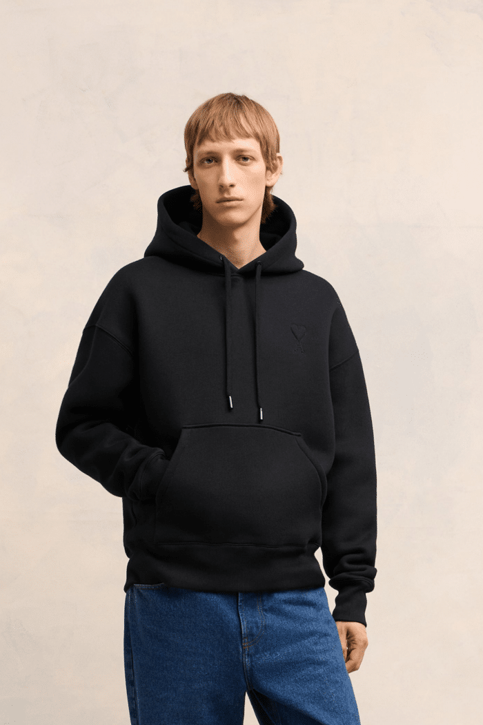 Hoodie Molleton Noir Cœur Noir