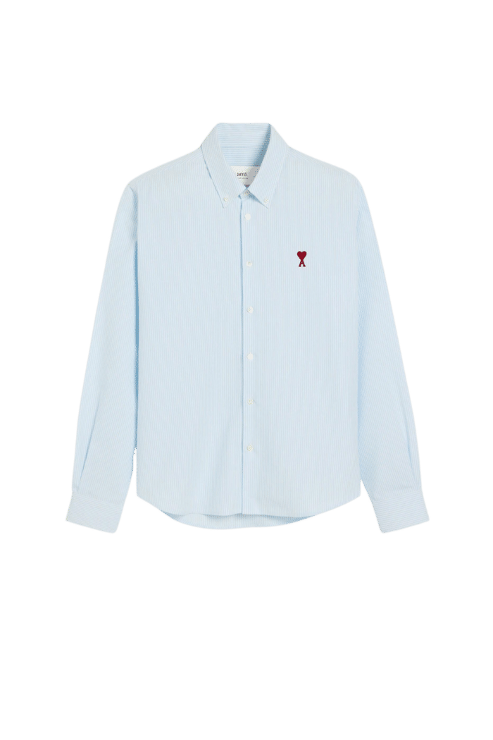 Chemise Col Boutonné Oxford Ciel / Blanc