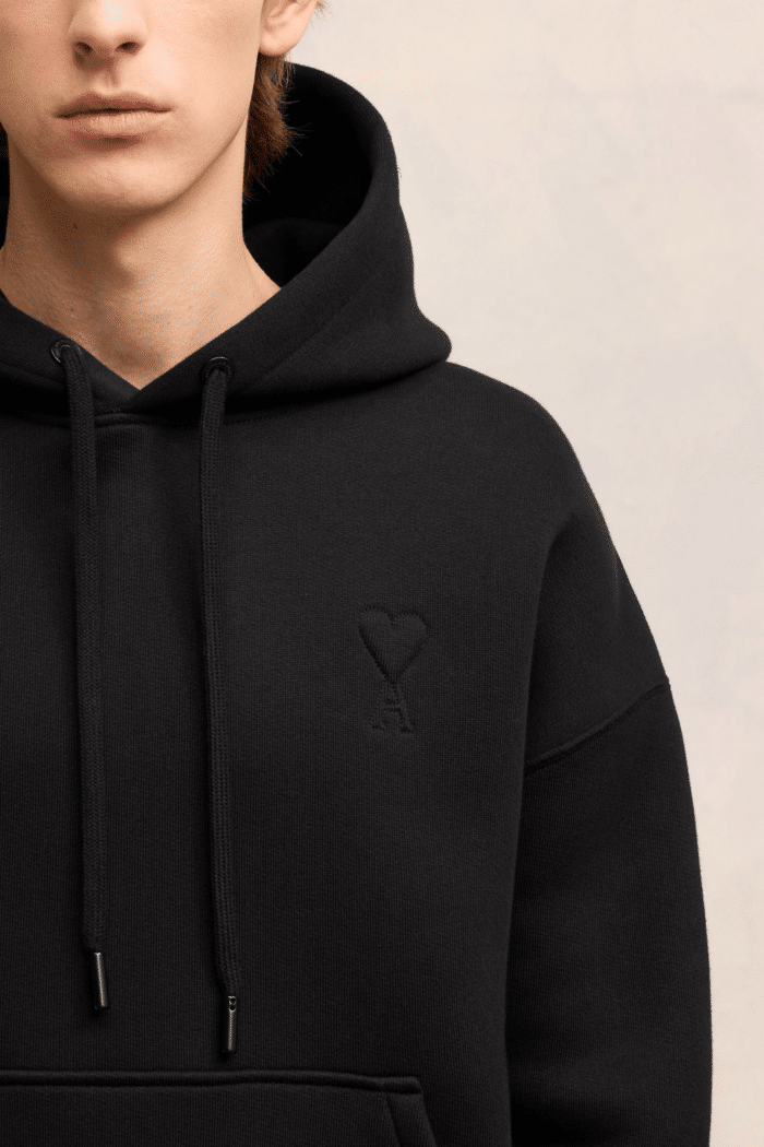 Hoodie Molleton Noir Cœur Noir