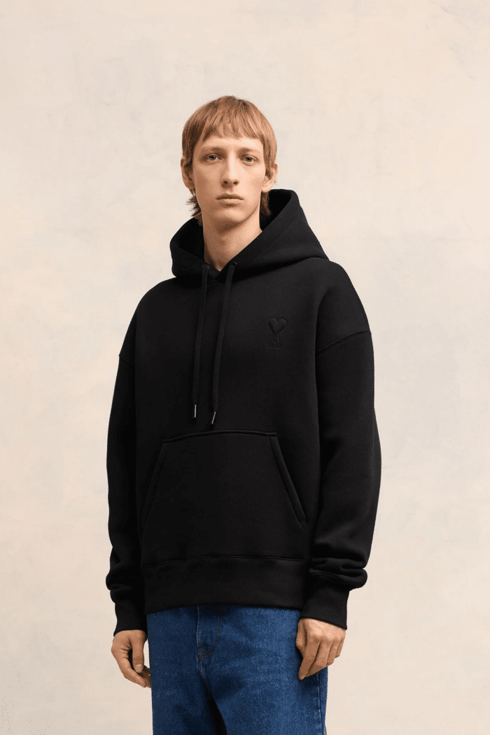 Hoodie Molleton Noir Cœur Noir