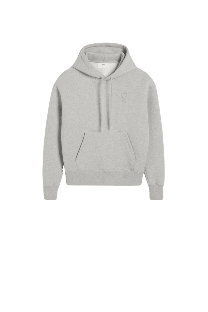 Hoodie Molleton Gris Cœur Gris