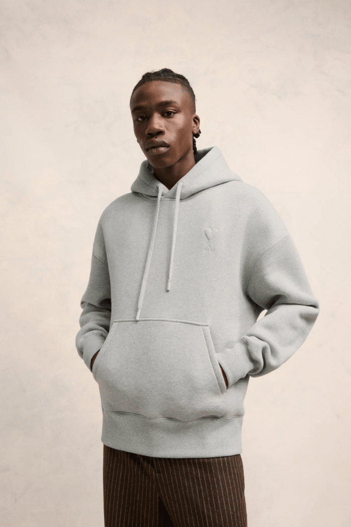 Hoodie Molleton Gris Cœur Gris