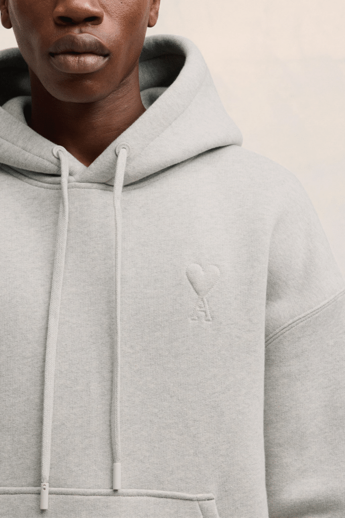 Hoodie Molleton Gris Cœur Gris