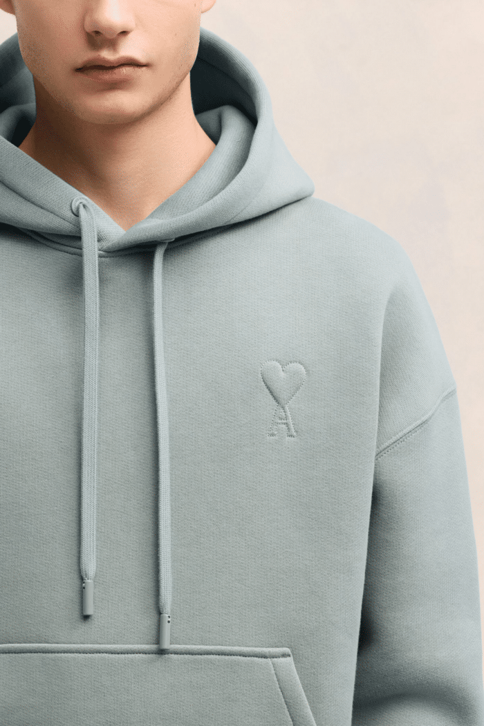 Hoodie Molleton Bleu Cœur Bleu Argile