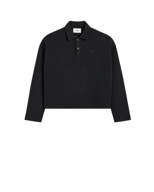 Polo Cropped Manches Longues Noir