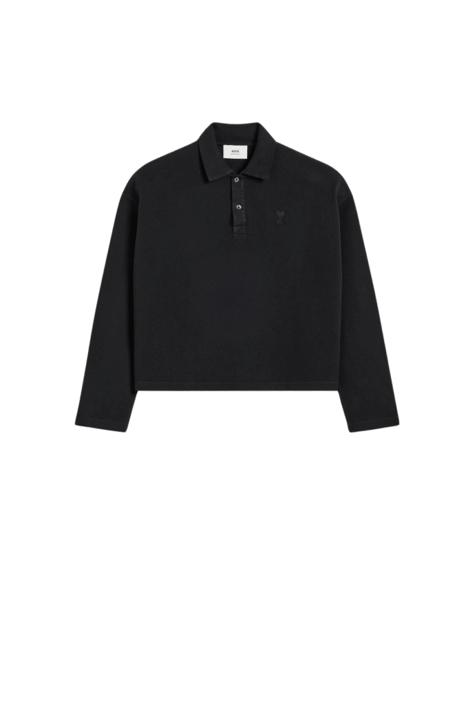 Polo Cropped Manches Longues Noir