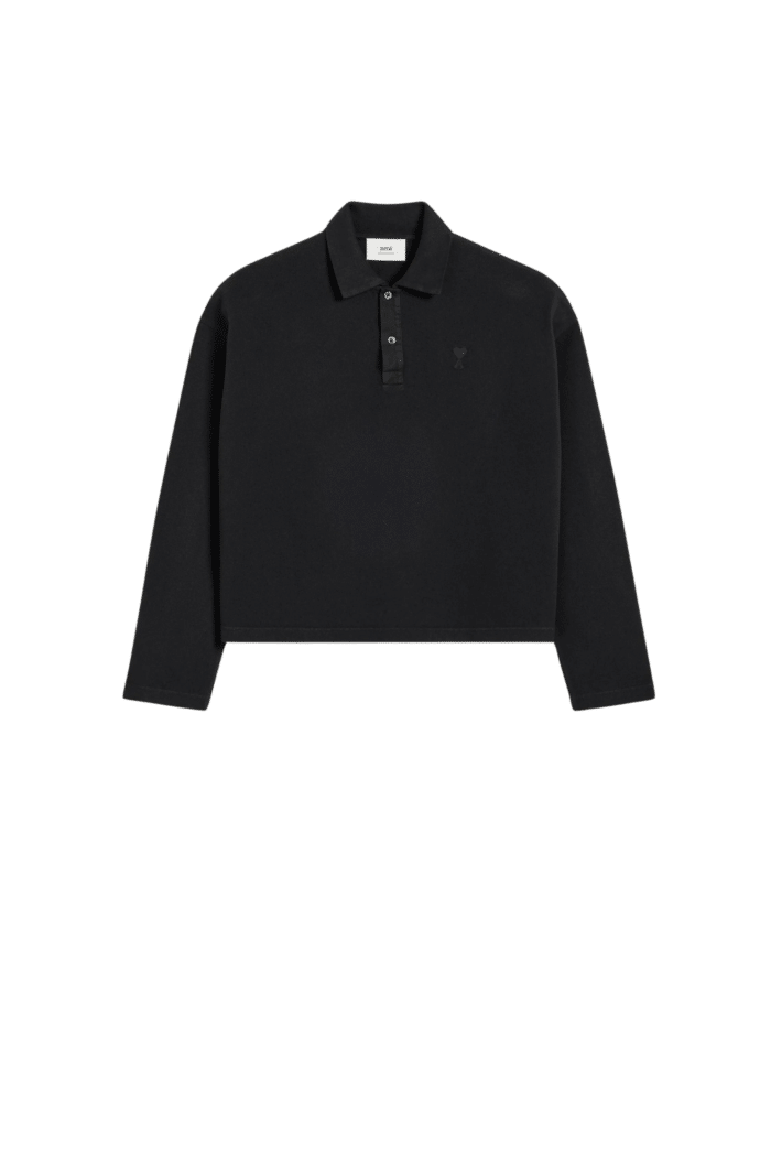 Polo Cropped Manches Longues Noir