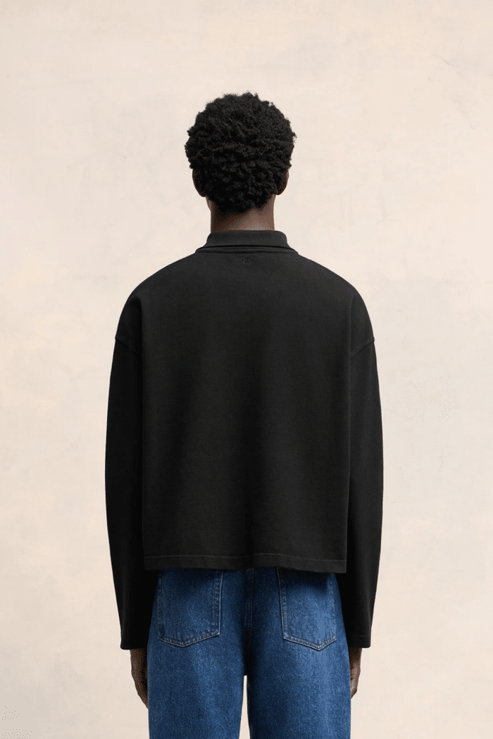 Polo Cropped Manches Longues Noir