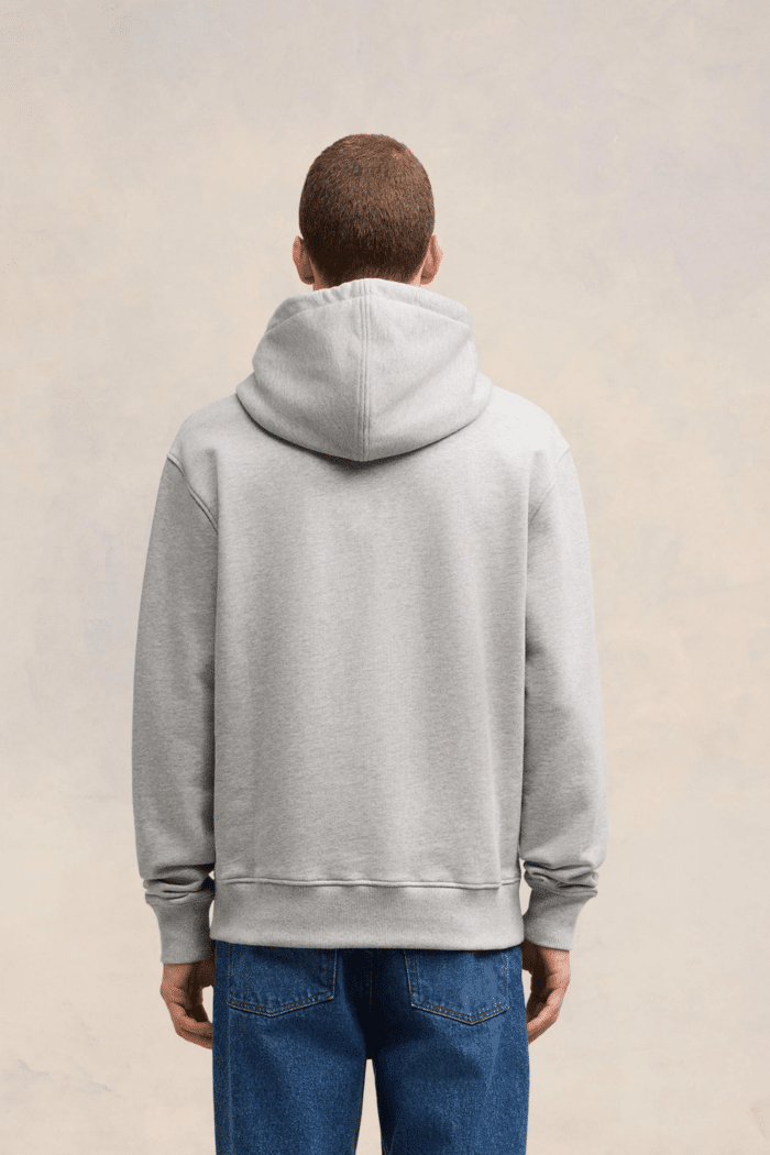 Hoodie Zippé Gris Chiné Cœur Rouge