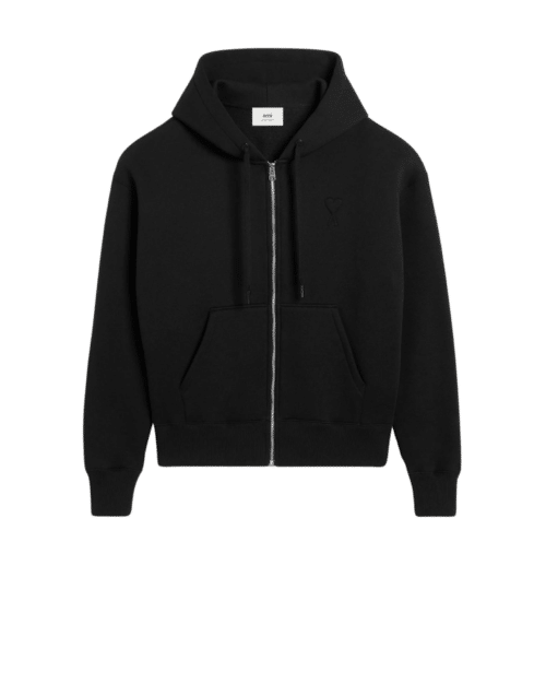 Hoodie Zippé Molleton Noir Cœur Noir