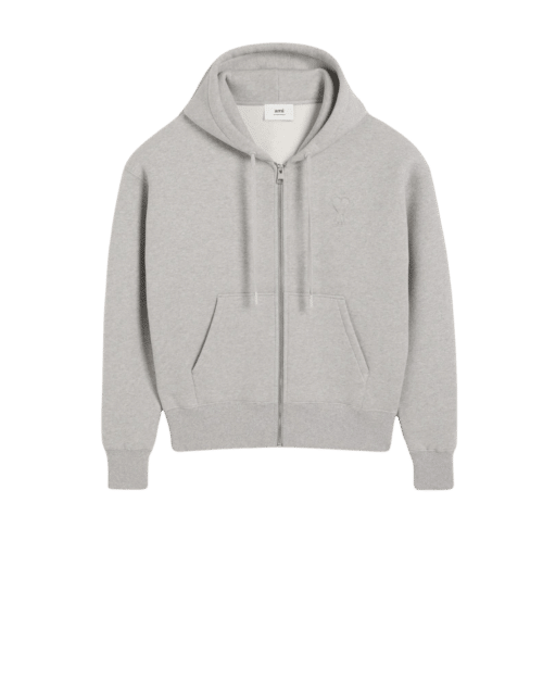 Hoodie Zippé Molleton Gris Cœur Gris