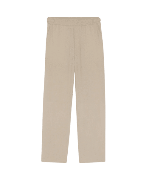 Pantalon Élastiqué Laine Café Crème