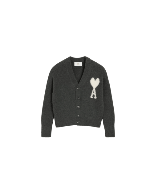 Cardigan Alpaga Gris Cœur Écru