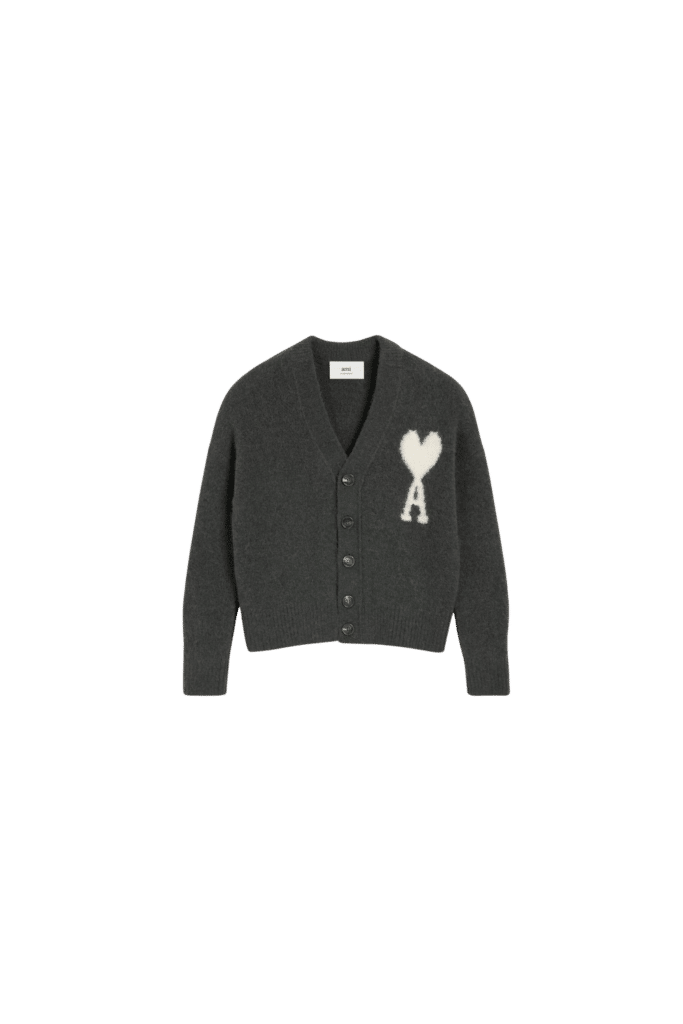 Cardigan Alpaga Gris Cœur Écru