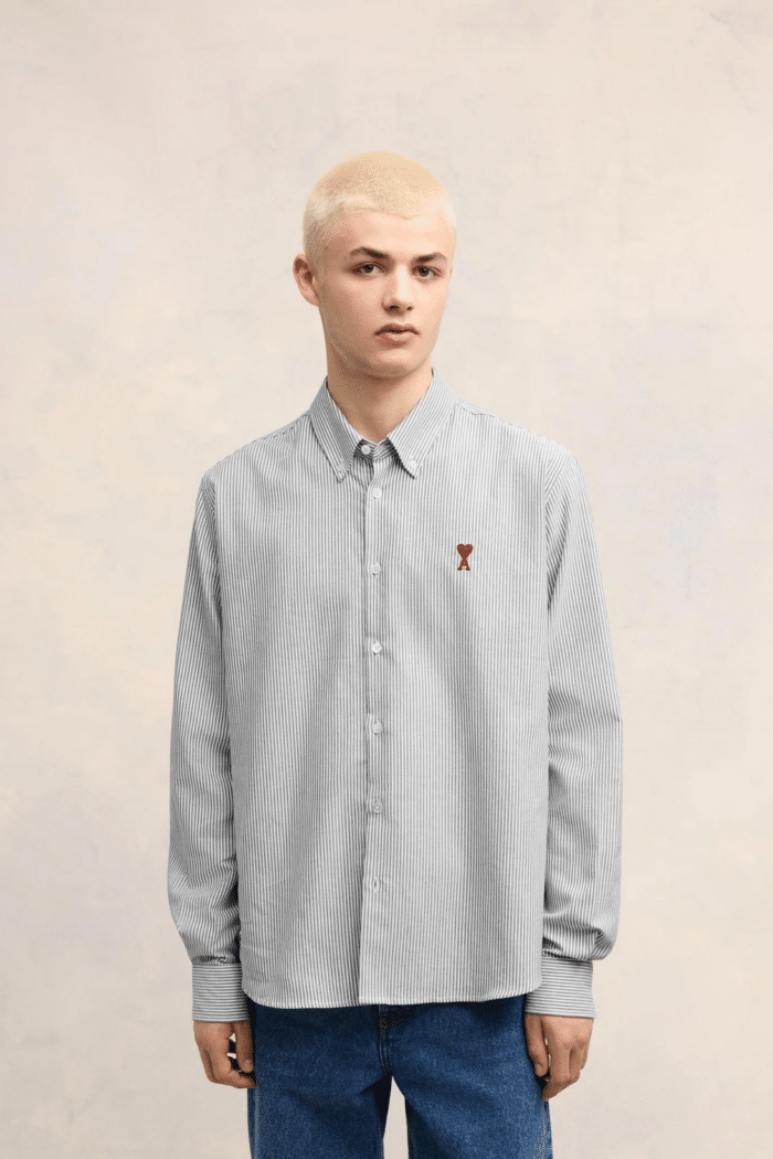 Chemise Col Boutonné Oxford Noir / Blanc