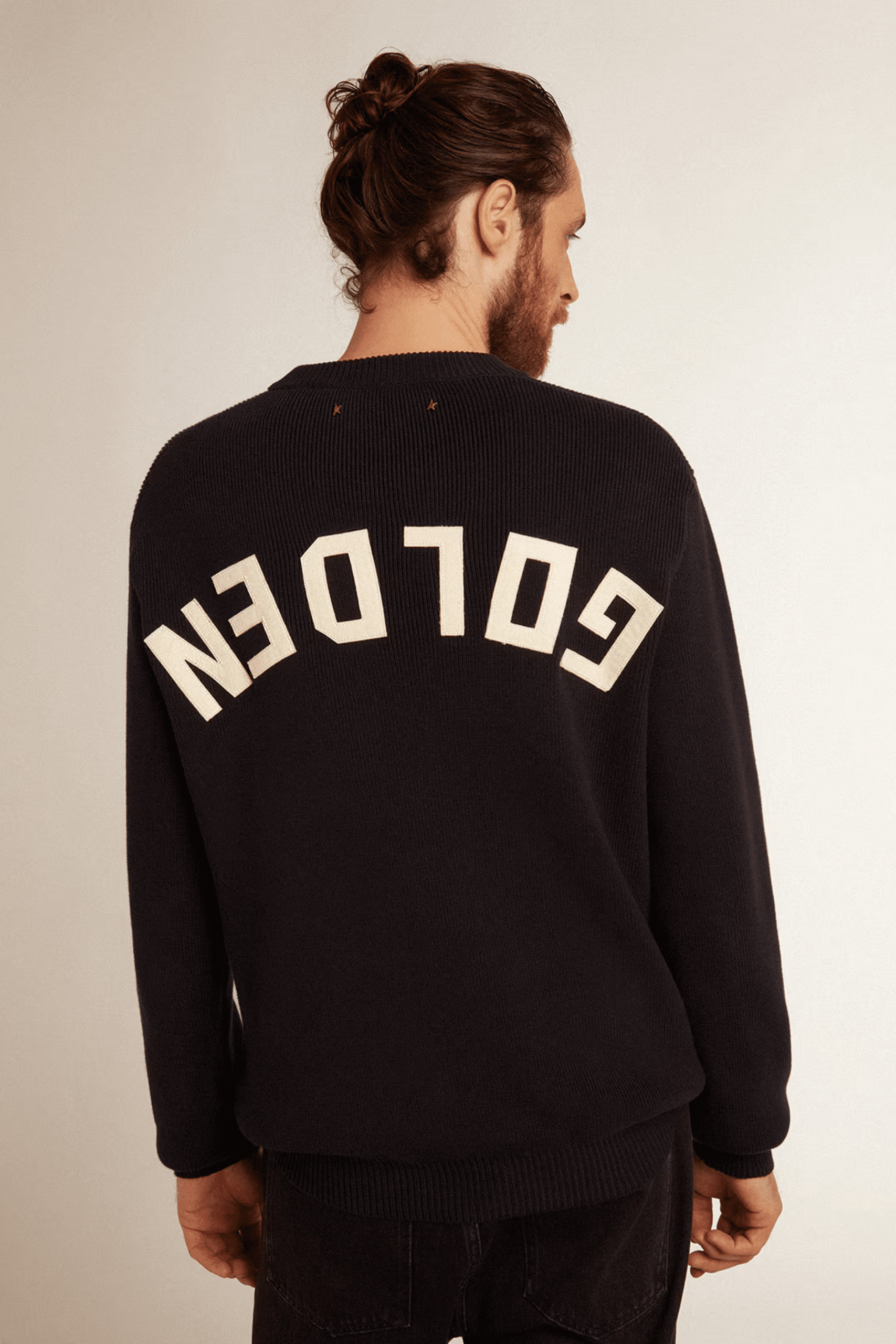 Pull Coton Bleu Foncé Dos Logoté